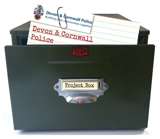 Card index box with Devon & Cornwall Police index card