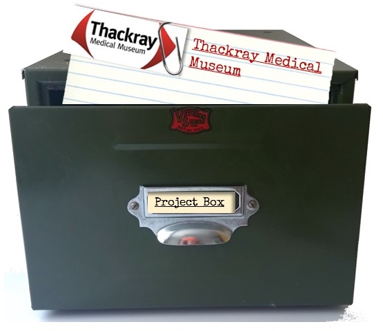 Card index box with Thackray Medical Museum index card